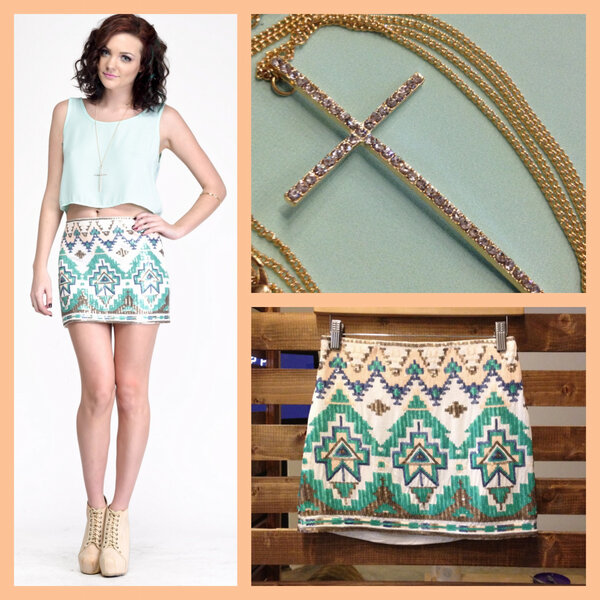 Modocat's tweet image. Add Some Shimmer to Your Wardrobe! Check Out Our New Aztec Print Sequined Skirt @ Modocat.com !