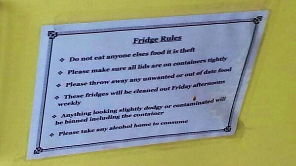 Aj On Twitter Fridge Rules In Office Kitchen D Http T Co