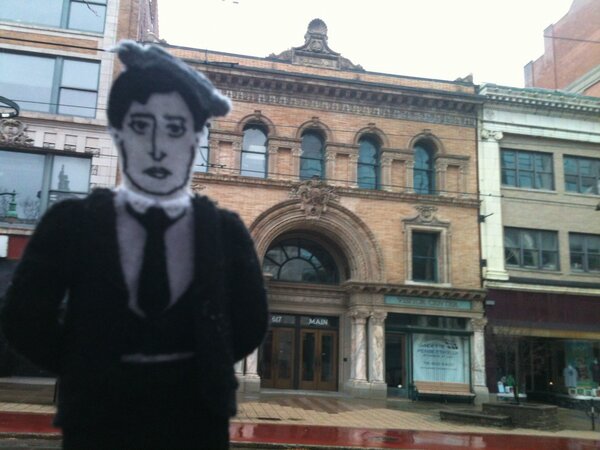 Flat_Buster's tweet image. Flat Buster makes a beeline to Buffalo's Historic Downtown area &amp;amp; the Visitor Center at the beautiful Market Arcade.