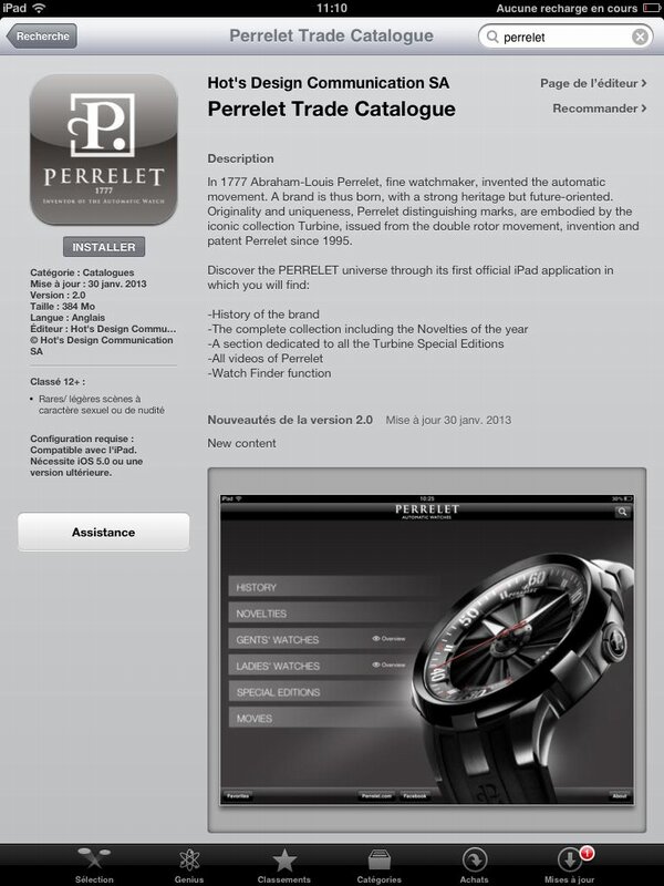 The <a href="/PerreletFrance/">Montres Perrelet</a> iPad app 2.0 is PUBLIC in the App Store. Download it by researching Perrelet in your App Store!