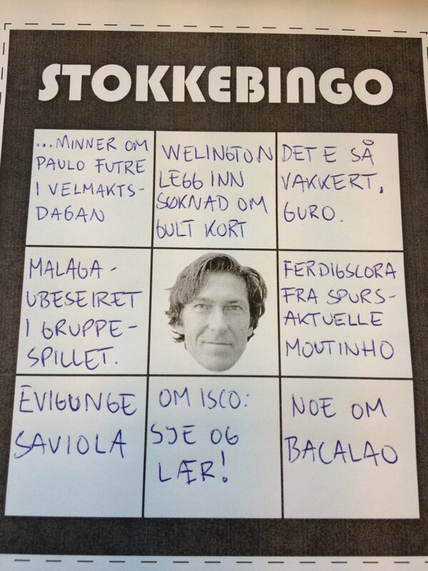 eskilbjo's tweet photo. Her er kveldens #stokkebingo http://t.co/nFJdwkSv