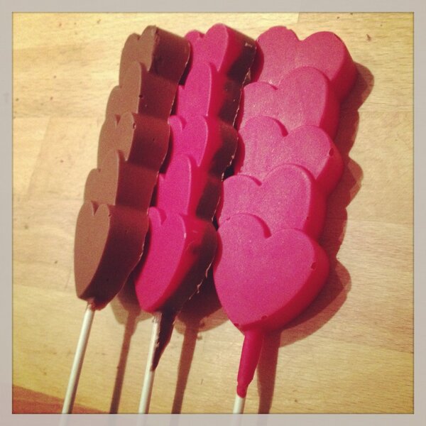 Hand made heart lollies
