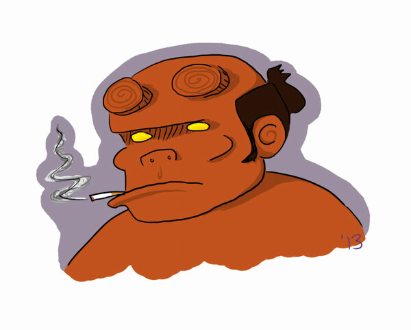ArteestGurl's tweet photo. New tablet. Decided to doodle #Hellboy. :D http://t.co/PsQB387D