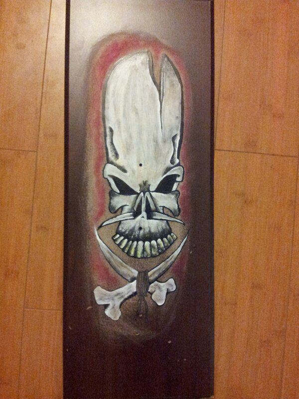 tmgiles01's tweet photo. Pulled apart a dresser and used the pieces as canvas...this is the head hunter http://t.co/dsPHzKPm