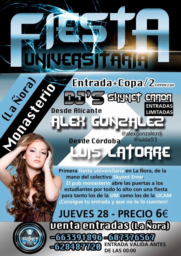 skyneterror1's tweet photo. FIESTA UNIVERSITARIA EN LA ÑORA ENTRADAS YA A LA VENTA http://t.co/UnqtxMOf