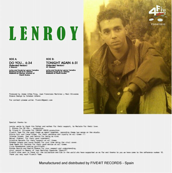 Five4it's tweet photo. YA A LA VENTA !!    LENROY "Do You" / "Tonight Again".   2 temas con la esencia de los 80's.     five4it@gmail.com http://t.co/JWU5wZxY
