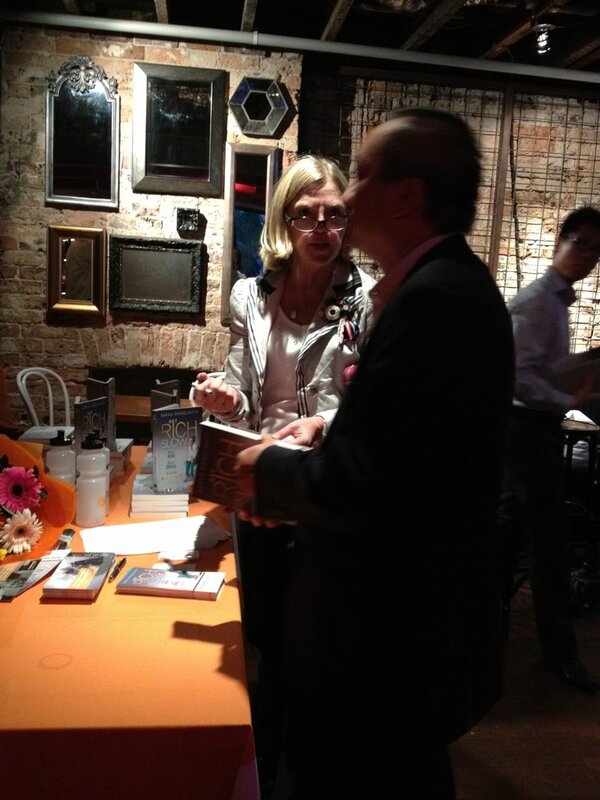 Krystine_Bmark's tweet photo. Our publisher @DTCsmsf mingling w @KerryChika at @SarahRiegelhuth book launch, congratulations!! @WealthEnhancers http://t.co/GY4L64JX