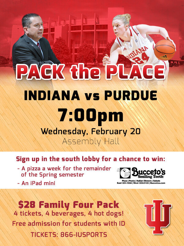 Support <a href="/IndianaWBB/">Indiana Women’s Basketball</a> against Purdue tonight 7pm at Assembly Hall. FREE for IU students, adults $5. Go Hoosiers! #IUBB