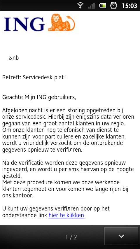 DTpersfoto's tweet photo. Opgelet, Russische nep ING mails in omloop ! http://t.co/bjtZYiMI