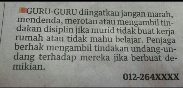 GuruMalaysia's tweet photo. Apa komen ttg artikal ini? :) @saifuddinabd @PKamalanathan @weekasiongmp  @MPKinabatangan @1KemPelajaran @GGIMalaysia http://t.co/QSWRd7GO