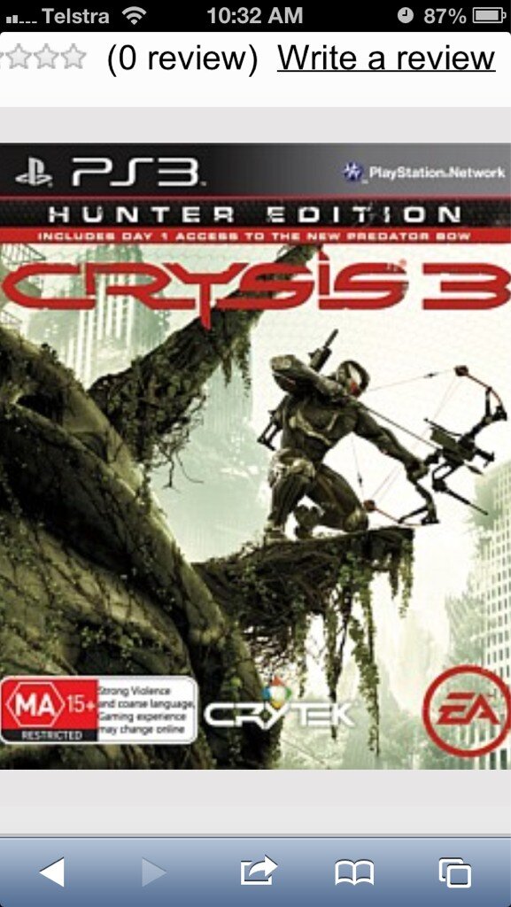 BekD_JBaus's tweet photo. Guess what's just landed @JBHiFi @JBHighpoint ?? #Crysis3 available now on PS3 &amp; Xbox360 for $89 http://t.co/piZlSAlLWt