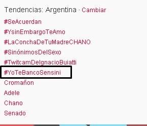 #YoTeBancoSensini es TT en Argentina . #ColonEsPueblo