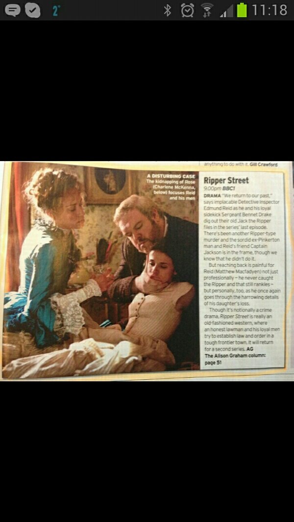 KristianNairn's tweet photo. From @radiotimes  This weeks #RipperSt . With the lovely @mighty_minto and @charlenemckenn .   Thanks @lucy_barwell x http://t.co/YzMTxCOED8