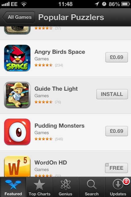 AppyNation's tweet image. Look! #GuideTheLight is featured on the @AppStore in Popular Puzzlers! :D