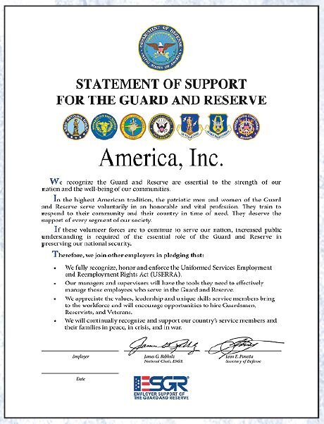 ESGR's tweet photo. Employers: Sign an #ESGR Statement of Support for your Guard &amp; Reserve employees. http://t.co/XT4NAOQGq4 http://t.co/pNhJNUVlDQ