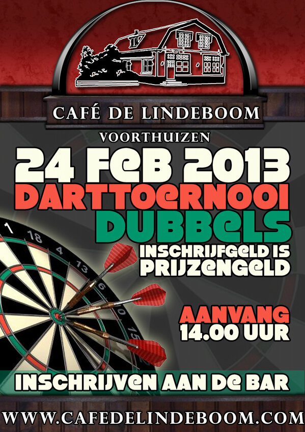 Aanstaande zondag organiseren wij ons eerste Darttoernooi Dubbels. Je kan nog mee doen, aanmelden kan tot zaterdag!