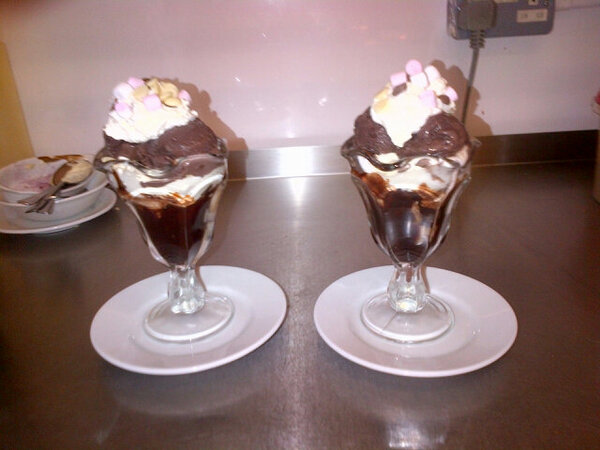 Old school sundae. Chocolate brownie and salted caramel.