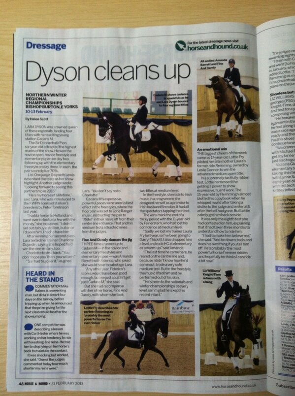 BDNorthern's tweet photo. Lovely write up RT @LaraDyson: Nice wrote up in today's H and H of my wonderful stallions &amp; his regional wins ;-) xxx http://t.co/WcPRPx4jiE