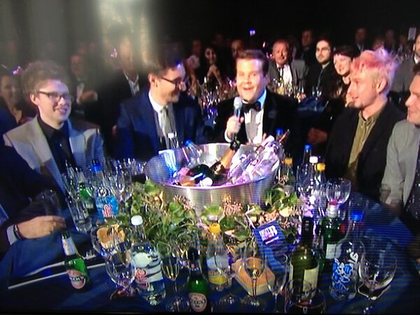 LifeWaterUK's tweet photo. @JKCorden @alt_J great to see you guys looking hydrated at the #BRITs2013. Thanks for drinking @LifeWater_ http://t.co/5vkXwyagNG