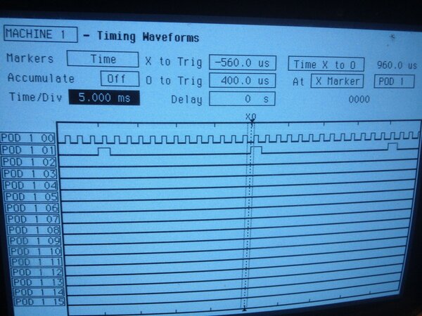 logic analyzer timing of AVR board, 960.0us