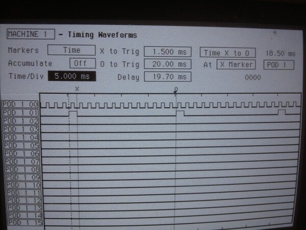 logic analyzer timing of ARM board, 18.5ms