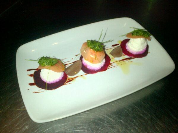 MontgomeryInn's tweet photo. In the meantime, join us for our dish of the day: cheese curd &amp; beetroot stack! http://t.co/5zKMS6LSKT