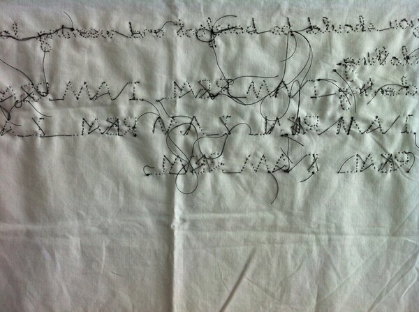 jr_carpenter's tweet image. In(ter)ventions final presentations: Emilie O'Brien embroidery writing behind the scenes  #inter13