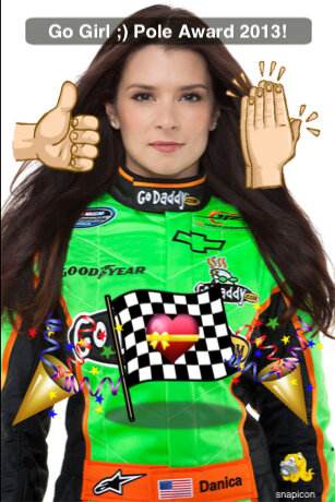 Snapicon's tweet image. Ladies First! NASCAR Pole Award Winner 2013.  #Danica #NASCAR #PoleAward