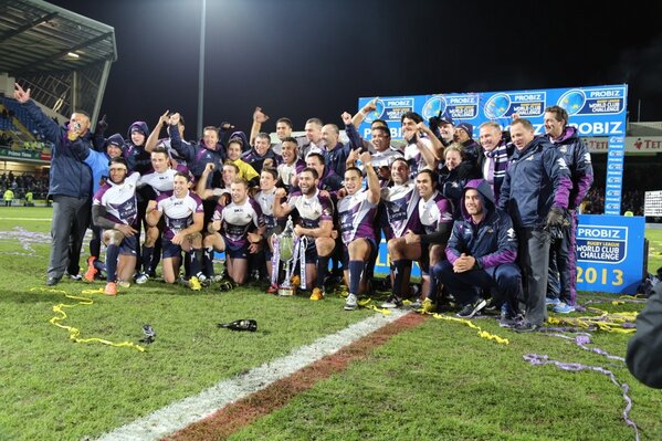 The whole club celebrating the #WCC WIN!! #purplepride