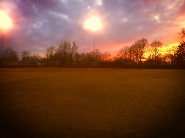 Sun setting on another productive day as the guys once again work hard getting it done.  #baseballeducation