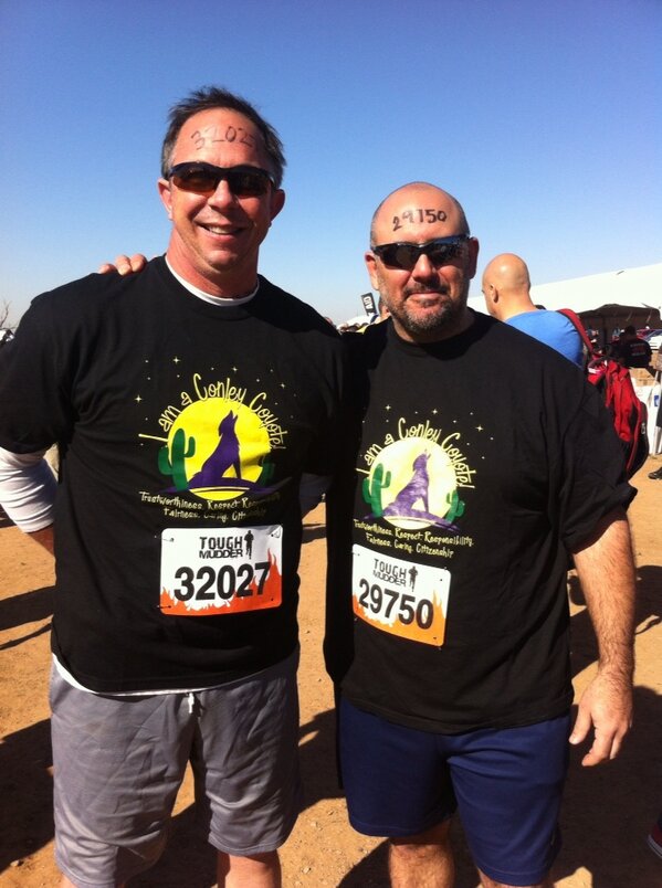 ConleyCoyotes's tweet photo. BEFORE.  @ToughMudder rockin' the Conley Coyotes shirts. http://t.co/IAYRPH3Vl8