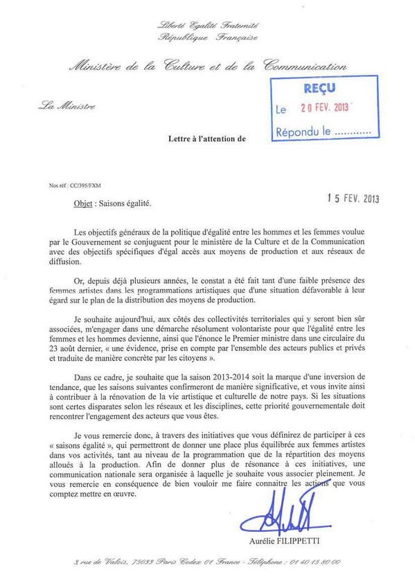 Cultureveille on Twitter: "lettre officielle @MinistereCC 