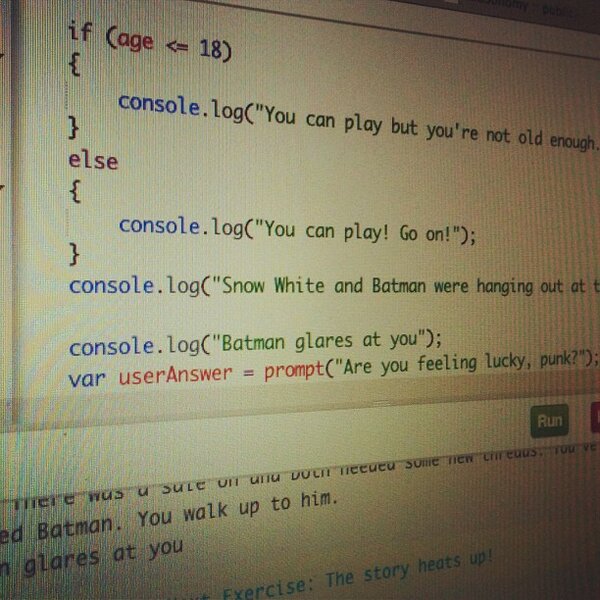 birdiebrains's tweet image. my first bit of code! sweeet. #codinghard