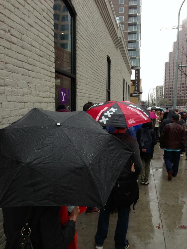 brets's tweet photo. Might actually get into my first #SXSW session. http://t.co/eZZtXNwzSU