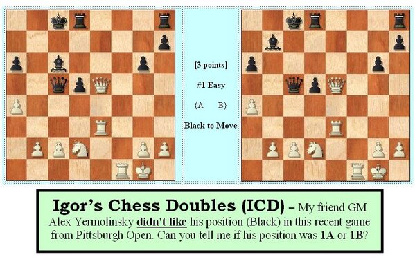 Igor's Chess Double - GM Alex didn't like his position. Can you figure out which one it was?