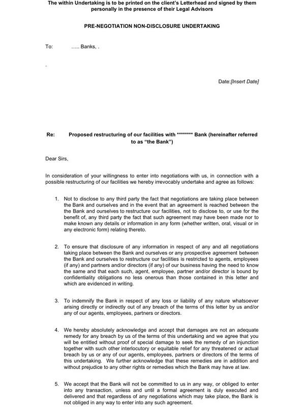 Banana Republic? Gagging Order distressed borrowers must sign before Banks deal. Incredible!! Page 1 of 2.