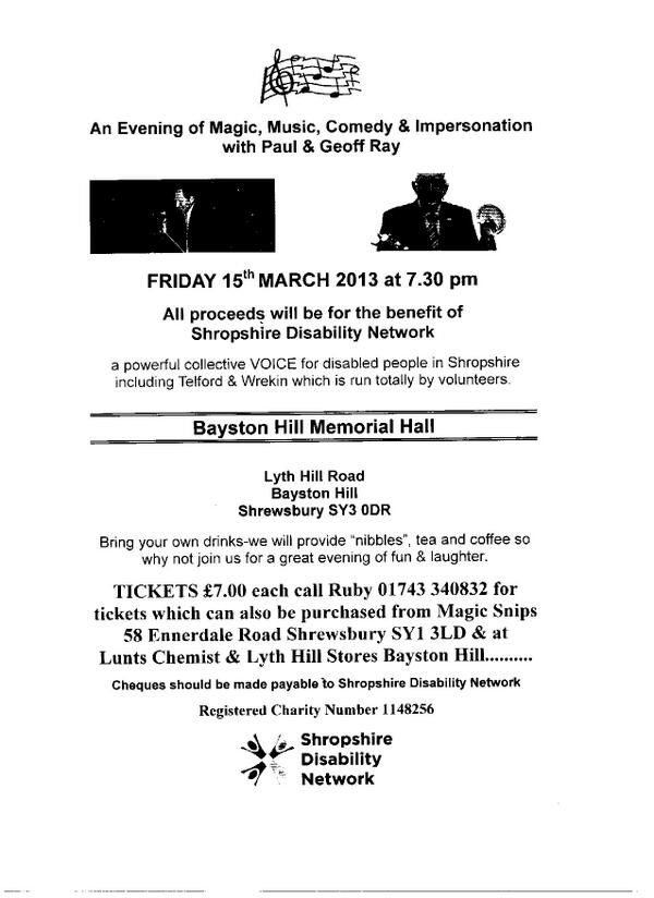 ShropDisNetwork's tweet image. Quiet afternoon, Call 01743 340832 &amp;amp; get your tickets for 15th March.Add a bit of #magiccomedy to your life Pl RT