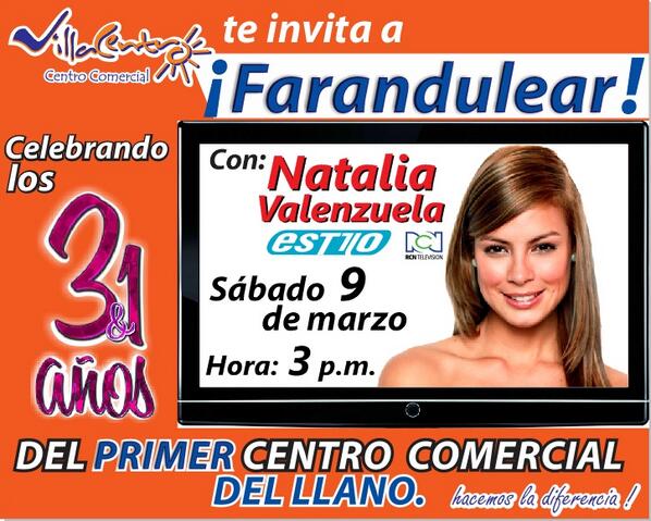 villacentro's tweet photo. Celebra con Villacentro sus 31 años siendo el primer centro comercial de los llaneros. Te esperamos http://t.co/77ynNRLj5L