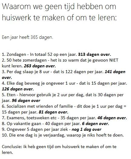 OhSarcasme's tweet image. Waarom ik geen huiswerk maak: