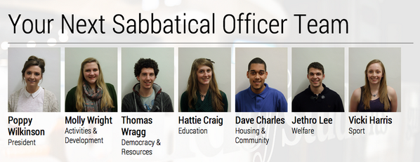 redbrickpaper's tweet image. Your new sabbatical officer team #GuildElections13