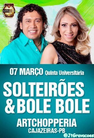 JtGravacoes's tweet photo. Dia 07/03 Tem @solteiroes_ @_TatyGirl + @Bolebole01 @robertamaia20 na @ArtChoperiacz http://t.co/PXdTczdQ4s @JuninhoGrava @Ze_Filho_Cds