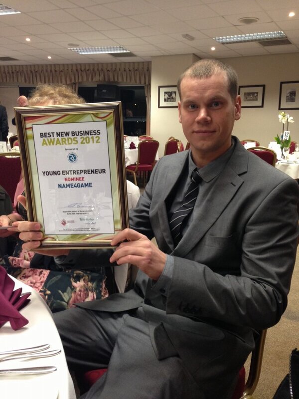 name4game's tweet photo. Name4Game wins Business Award 'Entrepreneur of the year!' We are donating the £500 cheque to a kids football team! http://t.co/tuH520jM3y