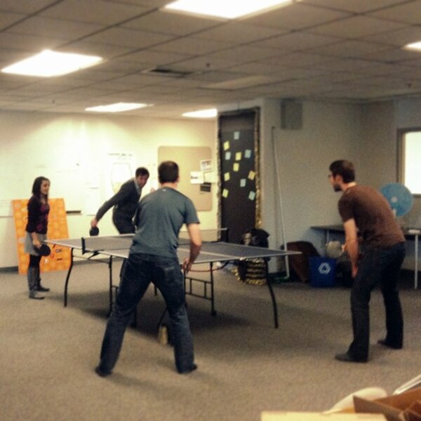 Ping Pong takes a serious turn: Team <a href="/gradeable/">Gradeable</a> takes on Team @MediuumArts &amp; <a href="/socialintern/">Social Intern</a> at <a href="/MITbeehive/">Beehive Cooperative</a> #startups