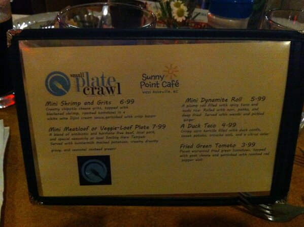 ahRelyLocalAVL's tweet image. Down at @sunnypointcafe for the #avlcrawl tonight. Got the (Not so) Mini Shrimp and Grits tonight. Oh yeah! So good!