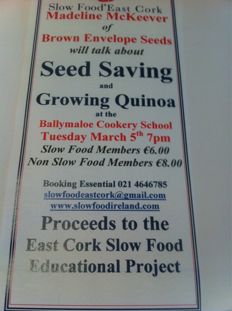allabtmidleton's tweet image. RT @ballymaloecs: Learn about seed saving with @brownenvelopeseeds at Ballymaloe cookery school #slowfood