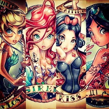 Velvet Lola on Twitter Loving these Tim Schumate Disney Princess tattoo  designs pinup beauty disney httptcotiQ32sBc2s  Twitter