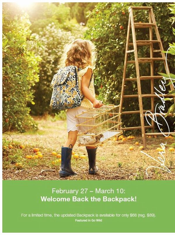 2SouthernSis's tweet photo. Vera Bradley Backpack only $68 for a limited time http://t.co/L4My3GRP3Y http://t.co/RBQMiWZJ5a