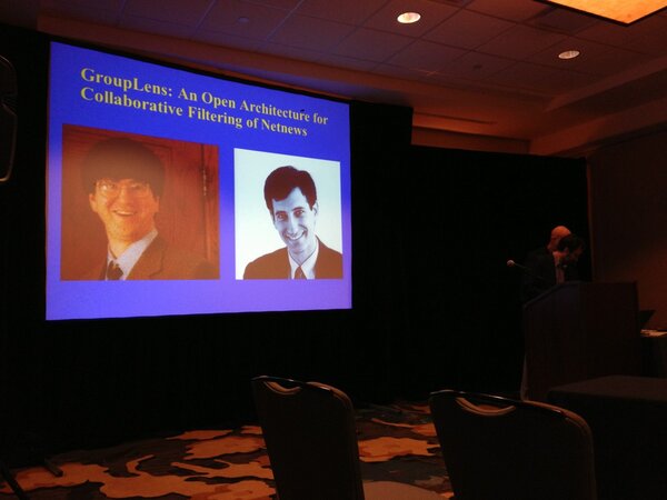 lsinger's tweet image. In the #grouplens session. This will be good. #cscw2013