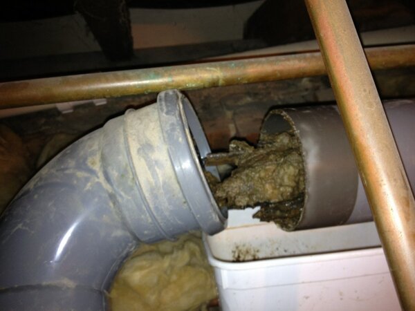 What we find in drains. This was in a first floor drain run which broke down and flooded the ground floor.