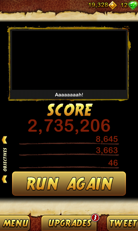 Tre4Lyfe's tweet photo. I got 2735206 points while escaping from a Giant Demon Monkey. Beat that! http://t.co/e1EUcaQKRN http://t.co/pR4cB7ucCD